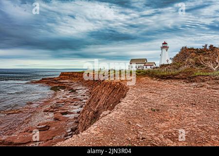 East Point Leuchtturm in Elmira, Prince Edward Island, Kanada Stockfoto