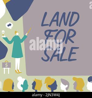 Text zeigt Inspiration Land for Sale. Unternehmen Überblick Immobilien viel verkaufen Entwickler Realtors Investment Lady zeigen Hintergrund präsentieren Stockfoto