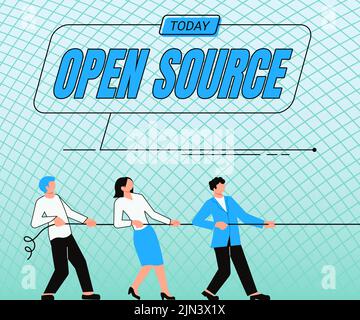 Textschild mit Open Source. Business-Ansatz bezeichnet Software, die Original-Quellcode frei verfügbar Lady Drawing Brainstorming Neu Stockfoto