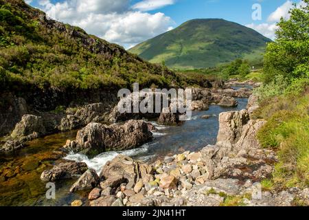 River Coe, Glencoe, Argyll, Schottland Stockfoto