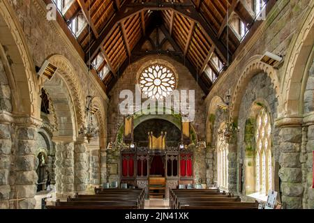 Kirchenschiff in St. Conan's Kirk, in der Nähe von Loch Awe, Argyll, Schottland Stockfoto