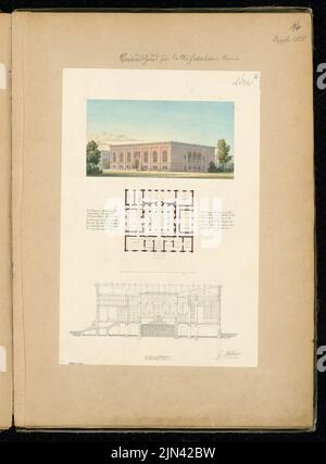 Friedrich Adler (1827-1908): Bibliothek des Architektenvereins in Berlin. Monatliches Gewinnspiel im September 1850 Stockfoto