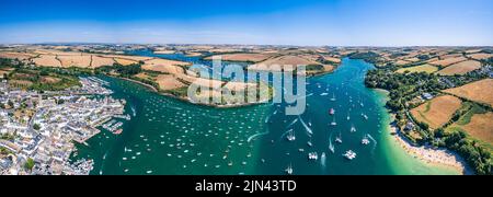 SALCOMBE und Kingsbridge Mündung von einer Drohne, South Hams, Devon, England Stockfoto