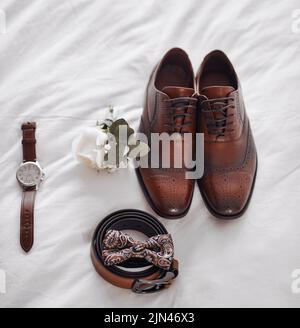 Dies ist, was Ihren Look vervollständigen wird. Herren Schuhe und Accessoires. Stockfoto