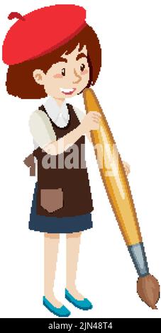 Künstler Frau Cartoon Figur Illustration Stock Vektor