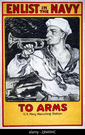 In der Marine zu den Waffen (1917) Plakat aus der Zeit des Ersten Weltkriegs von Milton Bancroft Stockfoto