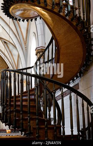 „Wundersame Treppe“ in Loretto Chapel, Santa Fe, New Mexico, USA Stockfoto