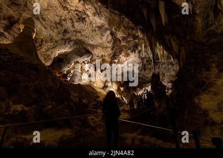 Woman's Silhouette im Carlsbad Caverns National Park, New Mexico, USA Stockfoto