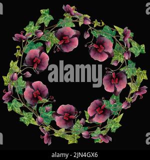 Tropische Orchidee in Aquarell und Buntstiften Stockfoto