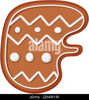 Lebkuchenalphabet. Kreatives Lebkuchen-Typografie-Design. Keks traditionelle dekorative Alphabet. Schriftart Christmas Cookie. Buchstabe F. Stock Vektor