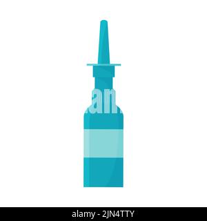 Nasenspray isoliert. Flache Vorlage auf weißem Hintergrund. Medikamente zur Rhinitis-Behandlung. Objektvektor Illustration der Nasentropfen Flasche Verpackung Stock Vektor