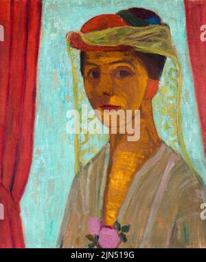 Paula Modersohn Becker (1876-1907), Selbstporträt mit Hut und Schleier, Ölgemälde auf Leinwand, 1906-1907 Stockfoto