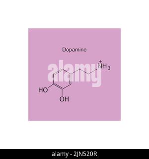 Dopamin Neurotransmitter chemische Struktur auf violettem Hintergrund. Stock Vektor