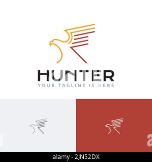 Hunter Eagle Falcon Hawk – Logo Der Abstrakten Linie Stock Vektor