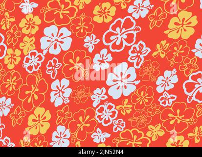 Weiße und gelbe Blüten wechseln sich auf einem orangefarbenen nahtlosen Vektormuster ab. Florale Hintergründe werden für Stoffe, Tapeten, Heimtextilien, gif verwendet Stock Vektor