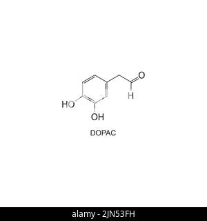 Chemische DOPAC-Struktur auf weißem Hintergrund. Stock Vektor