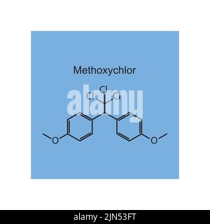 Methoxychlor Pestizid chemische Struktur auf blauem Hintergrund. Stock Vektor