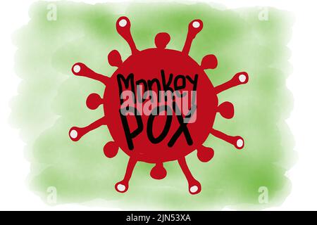 Das monkeypox Virus Illustration Malkonzept auf weißem Hintergrund Stockfoto