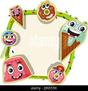 Dessert Cartoon Rahmen für Text Vorlage Illustration Stock Vektor