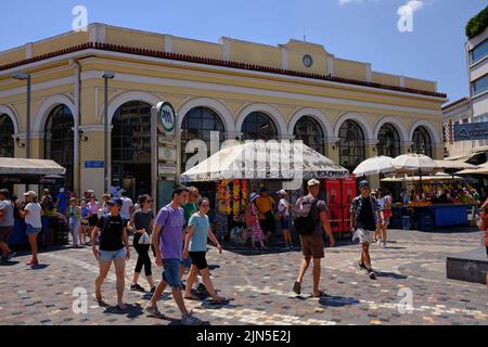Außenansicht der Monastiraki Metro im Zentrum von Athen, Griechenland Stockfoto