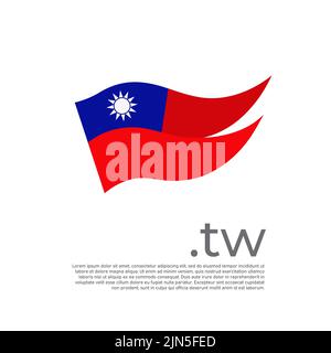 Taiwan-Flagge. Farbige Streifen taiwanesische Flagge auf weißem Hintergrund. Vektor-Design von nationalen Plakat mit tw Domain, Platz für Text. Pinselstriche. Status Stock Vektor