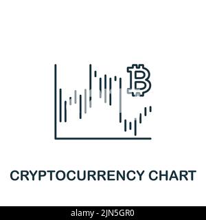 Symbol für Kryptowährungsdiagramm. Monochromes einfaches Kryptowährungssymbol für Vorlagen, Webdesign und Infografiken Stock Vektor