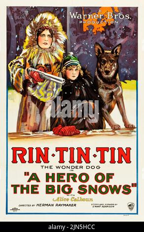 Vintage Filmplakat - Rin Tin-Tin - Ein Held des großen Schnees (Warner Brothers, 1926) Stockfoto