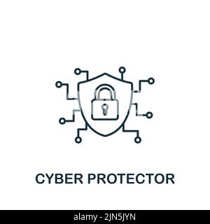 Cyber Protector-Symbol. Monochromes einfaches Cybercrime-Symbol für Vorlagen, Webdesign und Infografiken Stock Vektor