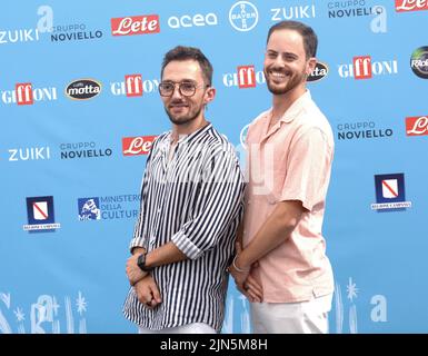 29. Juli 2022, GIFFONI VALLE PIANA, Italien: Luca Sciarrillo und Alessio Colucci, aka Ufozero2 beim Giffoni Film Festival 2022 in Giffoni Valle Piana. (Bild: © Giovanni Lemba/Pacific Press via ZUMA Press Wire) Stockfoto