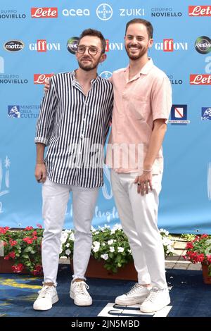 29. Juli 2022, GIFFONI VALLE PIANA, Italien: Luca Sciarrillo und Alessio Colucci, aka Ufozero2 beim Giffoni Film Festival 2022 in Giffoni Valle Piana. (Bild: © Giovanni Lemba/Pacific Press via ZUMA Press Wire) Stockfoto