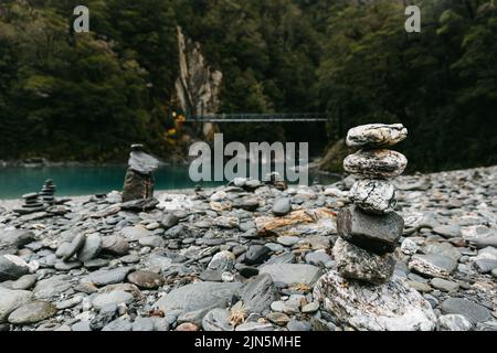 Berühmte Touristenattraktion - Blue Pools, Haast Pass, Neuseeland, Südinsel Stockfoto