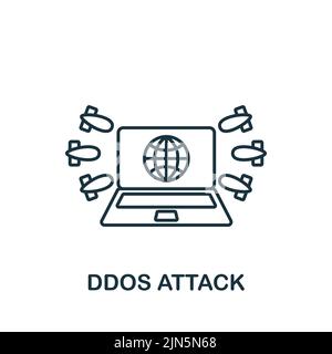 Symbol für DDoS-Angriff. Monochromes einfaches Cybercrime-Symbol für Vorlagen, Webdesign und Infografiken Stock Vektor