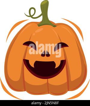 Orangefarbener Kürbis mit Lächeln für dein Halloween Design - Vektor-Illustration Stock Vektor