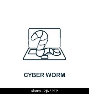 Cyber-Wurm-Symbol. Monochromes einfaches Cybercrime-Symbol für Vorlagen, Webdesign und Infografiken Stock Vektor
