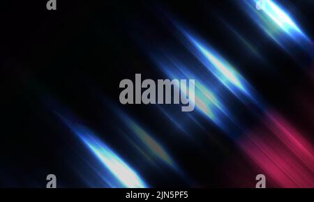 Abstrakter dunkelblauer Hintergrund mit bunten diagonalen leuchtenden Linien und Strahlen. Vektorgrafik Stock Vektor