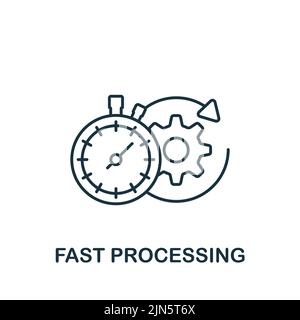Symbol für schnelle Verarbeitung. Monochromes, einfaches Line Data Science-Symbol für Vorlagen, Webdesign und Infografiken Stock Vektor