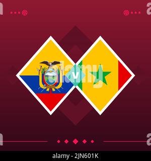 ecuador, senegal Fußball 2022 Spiel gegen auf rotem Hintergrund. vektor-Illustration. Stock Vektor