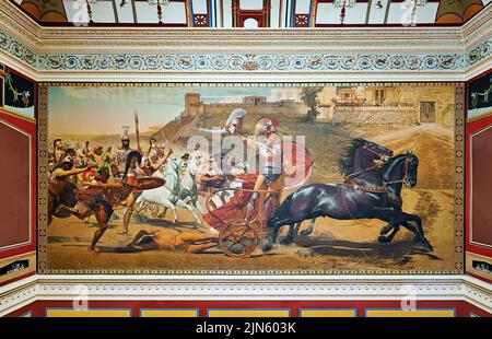 Der Triumph des Achilles von Franz von Matsch auf der oberen Ebene der Haupthalle des Achilleion-Palastes in Gastouri auf der Insel Korfu in Griechenland Stockfoto