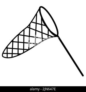 Schmetterling fangen Netz Symbol auf weißem Hintergrund. Schmetterling Netz Zeichen. Flach Stil. Stockfoto