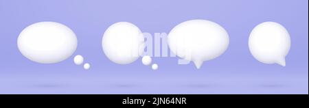 3D Sprechblasen gesetzt, realistische weiße Chat-Dialog-Zitate, Social-Media-Kommunikation Elemente Stock Vektor