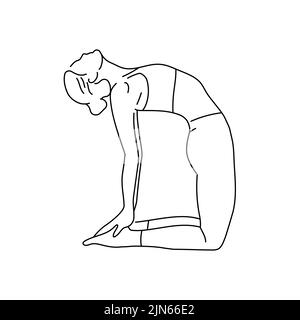 Ustrasana Camel Pose Farbe Linie Illustration. Piktogramm für Webseite, mobile App, Promo. Stock Vektor
