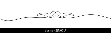 Linearer Hintergrund des Schnurrbart. Eine fortlaufende Linienzeichnung eines Schnurrbartes. Vektorgrafik. Schnurrbart-Symbol isoliert Stock Vektor