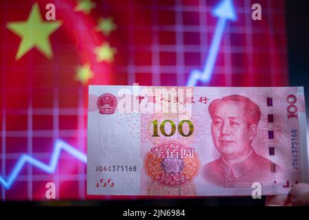 Nahaufnahme der chinesischen Wirtschaft und des RMB Stockfoto