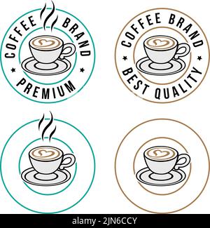 Kaffee- oder Cappuccino-Symbol mit isoliertem Herz auf weißem Hintergrund Stock Vektor