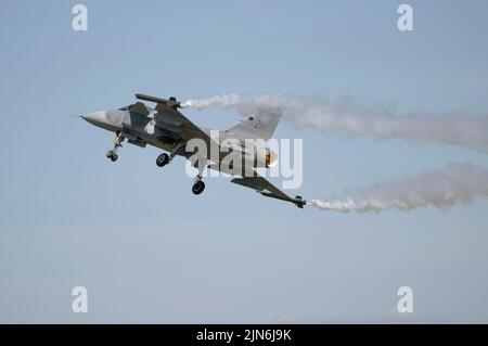 Schwedische Luftwaffe SAAB JAS 39 Gripen beim Royal International Air Tattoo Stockfoto