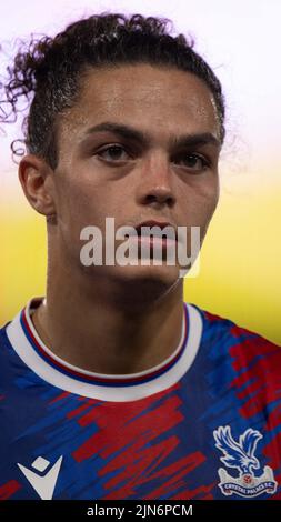 LONDON, ENGLAND - 09. AUGUST: Noah Watson von Crystal Palace während des Spiels der Premier League 2 Division 1 zwischen Crystal Palace U21 und Brighton & Hove Albion F.C. U21 im Selhurst Park am 9. August 2022 in London, Großbritannien. (Foto von Sebastian Frej) Kredit: Sebo47/Alamy Live News Stockfoto