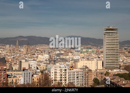 Eine wunderschöne Stadtlandschaft von Barcelona vom Montjuic Park Stockfoto