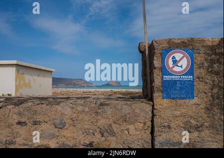 Angeln nicht erlaubt Zeichen in Altea, Alicante, Spanien Stockfoto