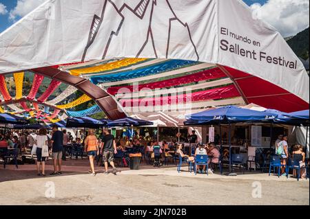 Pirineos Sur Internationales Festival der Kulturen in Sallent de Gallego, Huesca, Spanien Stockfoto