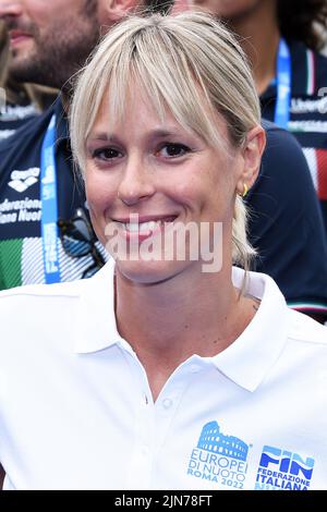 Rom, Italien. 09. August 2022. Von links nach rechts, Federica Pellegrini während der Präsentation der italienischen Schwimmteams für die Europameisterschaften Quelle: massimo insabato/Alamy Live News Stockfoto